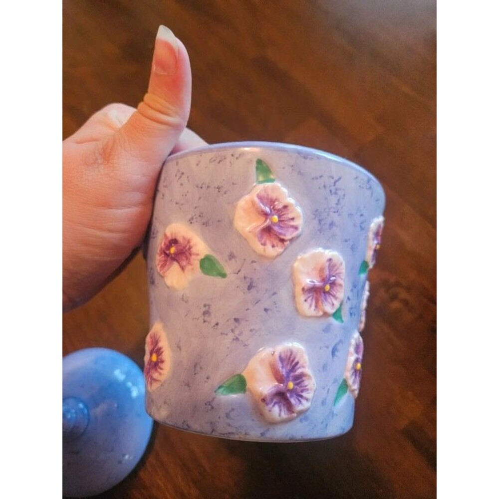 Small Purple Floral Ceramic Canister - Picture 7 of 8